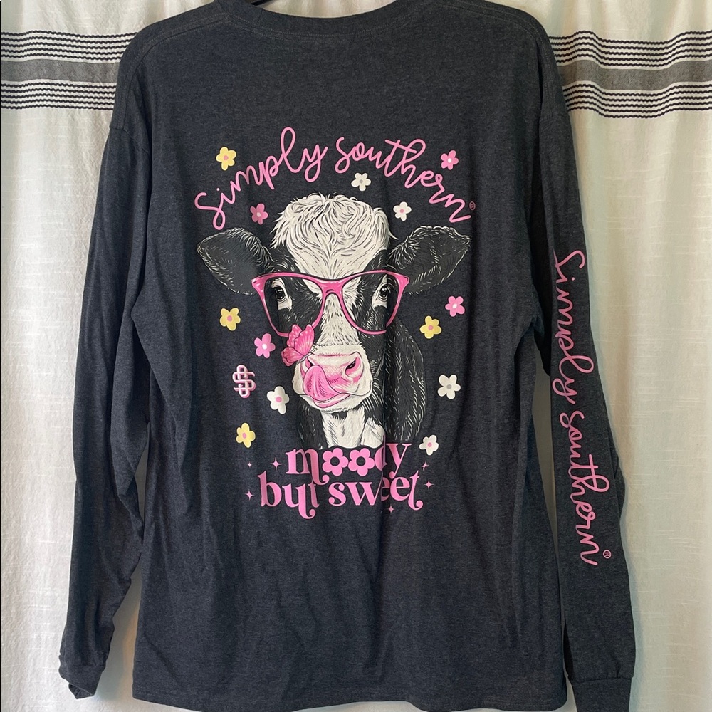 Simply Southern Charcoal Cow Graphic Tee